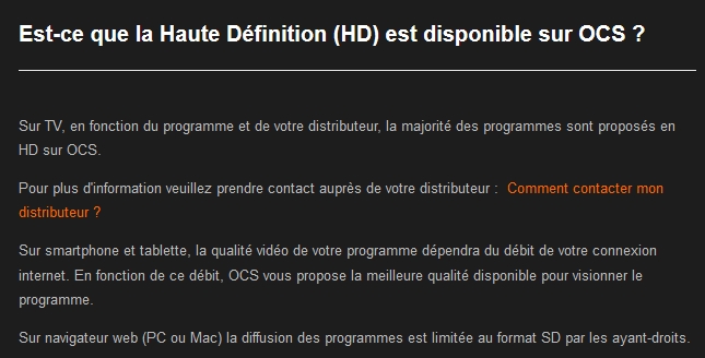 Game of Thrones OCS qualité streaming