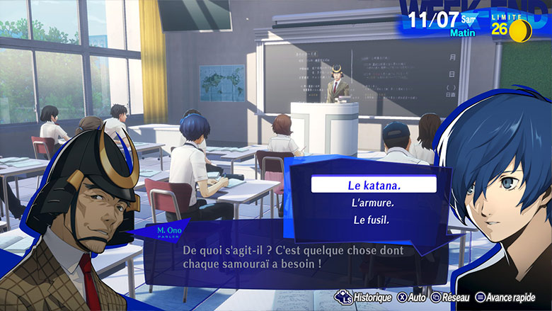 Persona 3 Reload Guide réponses questions professeurs examens